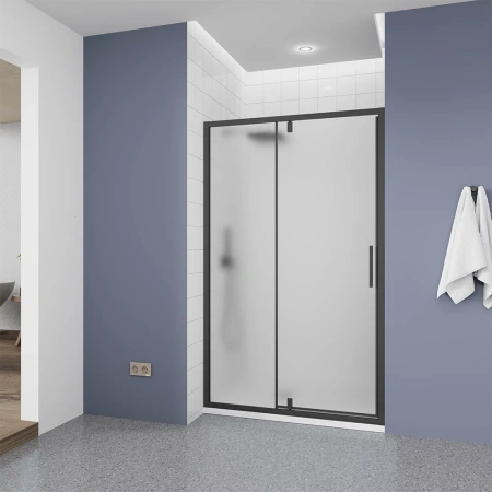 Душевая дверь Veconi Ottimo P20 B, 1200x1900, черный матовый, стекло матовое