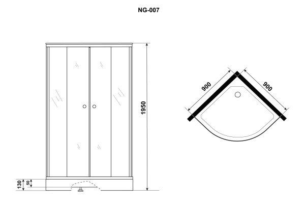 Душевой уголок Niagara Eco NG-007-14T (900х900х1950) низкий поддон