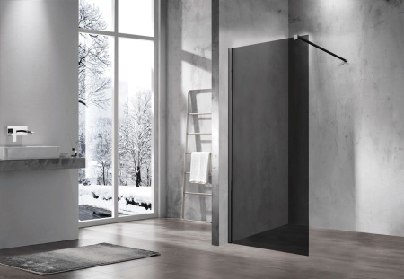 Душевая перегородка Vincea Walk-In VSW-1H100CGB,1000*2000, черный матовый, стекло тонированное