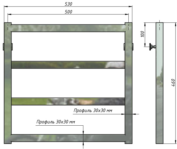 Полотенцесушитель водяной Stinox Ancona 500x500, нижнее подключение, хром, 1/2" ВР (внутренняя резьба), 4 перекладины