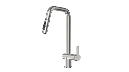 Смеситель для кухни Granula Kitchen Space 7273 черный матовый, подключение к фильтру, выдвижной излив, с душем