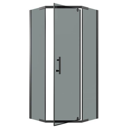 Душевое ограждение Niagara Eco NG-1010-14DT (100х100х190) трапеция,распашное,черный,стекло тонированное