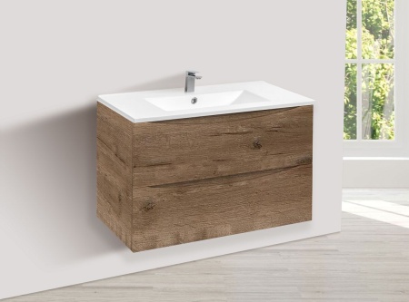 Тумба под раковину Vincea Mia 800 подвесная, 2 выкатных ящика soft close, V.Oak