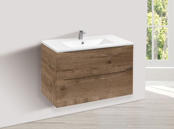 Тумба под раковину Vincea Mia 800 подвесная, 2 выкатных ящика soft close, V.Oak