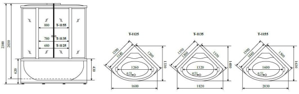 Душевая кабина Timo Standart T-1125 120x120x220
