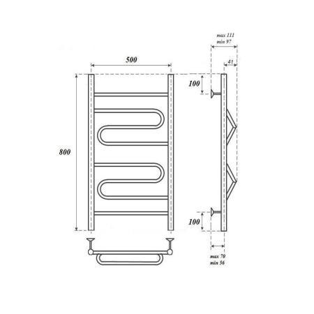 Полотенцесушитель водяной Point PN01158 П4 500x800, хром