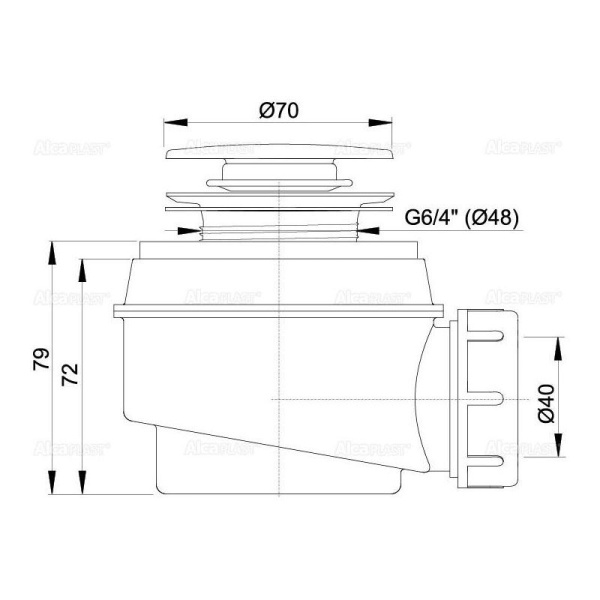 Выпускной комплект Alcaplast click/clack, A466-50
