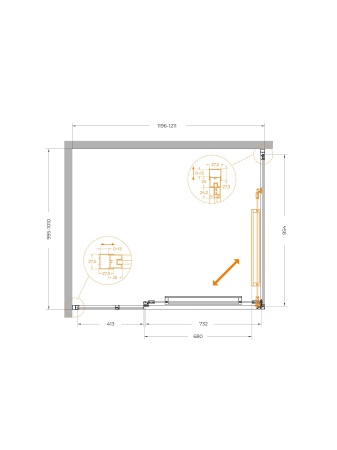 Душевой уголок CEZARES LUX-AH-FS-11-120/100-C-CR