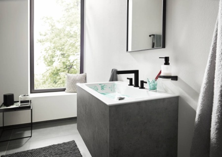 Hansgrohe Finoris Смеситель для раковины на 3 отверстия 110 со сливным клапаном Push-Open белый матовый 76033700