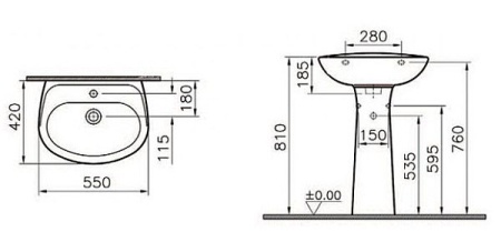 Раковина VitrA Normus 9600B003-7650 с пьедесталом
