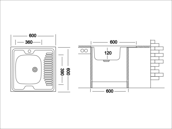 Кухонная мойка UKINOX ECO ECO 600.600 L, 60*60