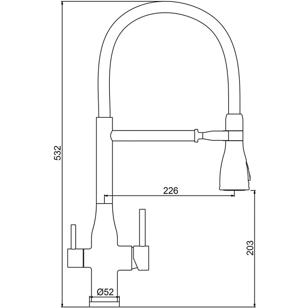 Смеситель для кухни с гибким изливом и подключением фильтра GAPPO G4399-76, черный