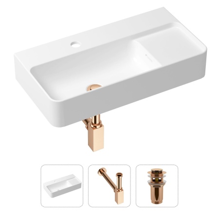 Комплект 3 в 1 Lavinia Boho Bathroom Sink 21520508: накладная фарфоровая раковина 60 см, металлический сифон, донный клапан