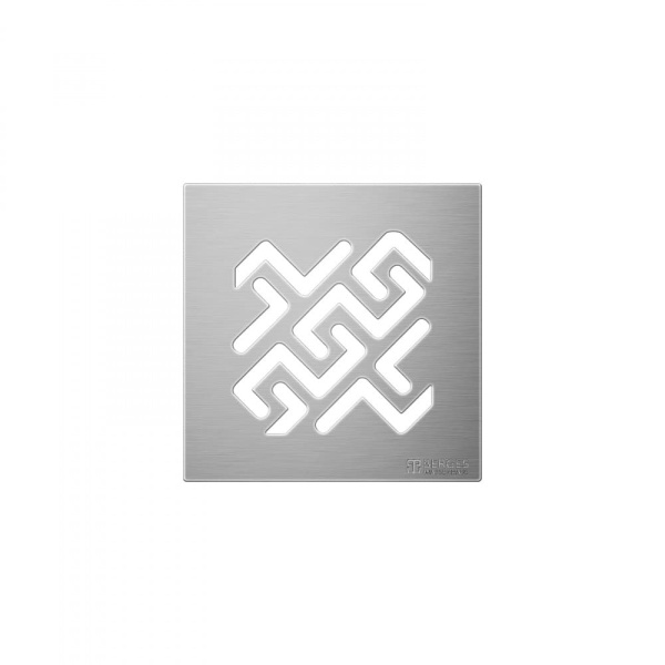 Трап BERGES водосток PLATZ Antik 150х150 матовый хром S-сифон D50/105 H50 вертикальный