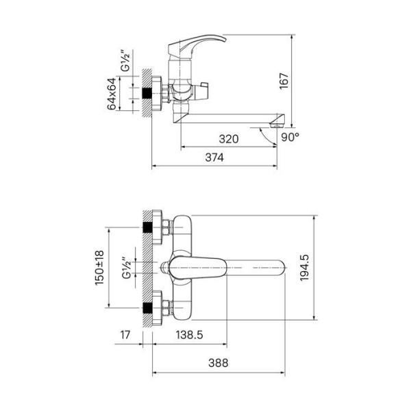 Смеситель для ванны с длинным изливом IDDIS Joker JOKSB00i10WA
