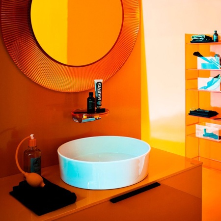 Laufen Kartell Зеркало круглое d=78см, настенное, без подсветки, цвет: оранжевый 3.8633.1.082.000.1