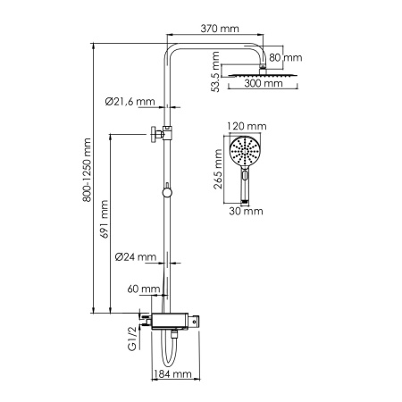 A113.118.127.CH Thermo Душевой комплект WasserKRAFT с термостатическим смесителем