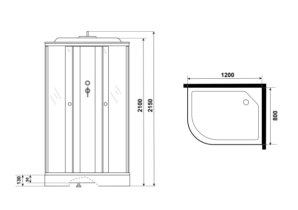 Душ.каб. Niagara Eco E80/40/TN (800х800х2150) 4 места