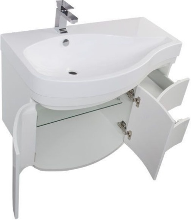 Тумба с раковиной Aquanet Сопрано 95 L белый (2 дверцы 2 ящика)
