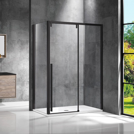 Душевой уголок Vincea Lugano VSR-1L9013CLB-1, 1300*900, черный, стекло прозрачное