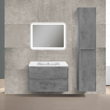 Тумба Vincea Vico 800 подвесная, 2 выкатных ящика soft close, Beton с умывальником VCB-2VP800W из искусственного камня, цвет белый