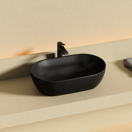 Раковина Ceramicanova Твист (Twist) накладная овальной формы 500x300x140 черный матовый CN12001MB