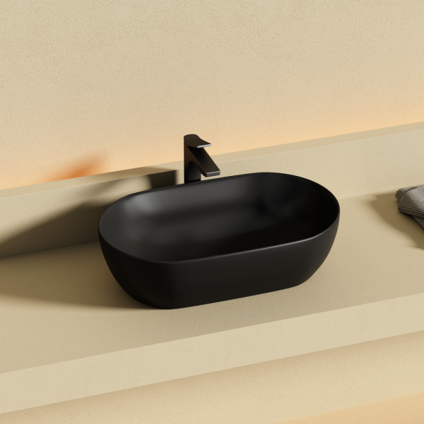 Раковина Ceramicanova Твист (Twist) накладная овальной формы 500x300x140 черный матовый CN12001MB
