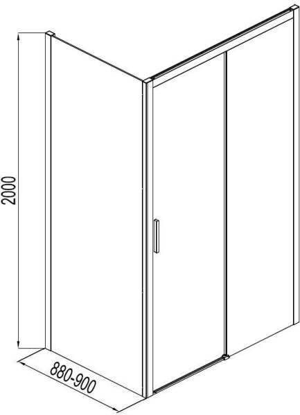 Боковая стенка Aquanet Pleasure AE60-F-90H200U-BT 90, прозрачное стекло