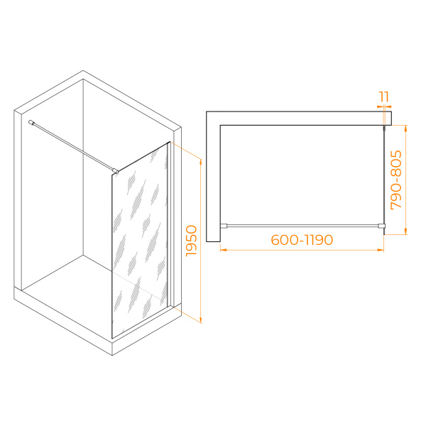 Душевая перегородка RGW WA-002B 800