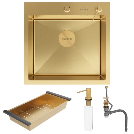 Кухонная мойка RoxenBath Simple 50 PVD золото текстурное покрытие