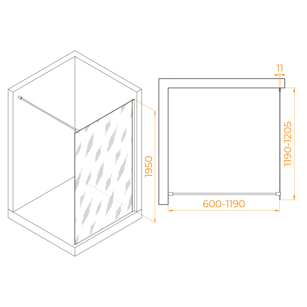 Душевая перегородка RGW WA-002 1200