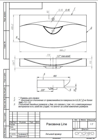 Раковина Andrea Line 100 2214945000164