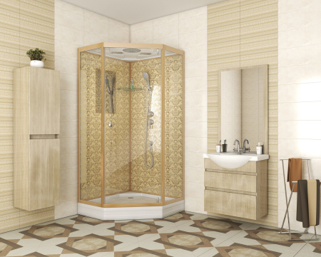 Душевая кабина Niagara Luxe NG-7702DG 100x100х210, низкий поддон 15 см, стенки золото