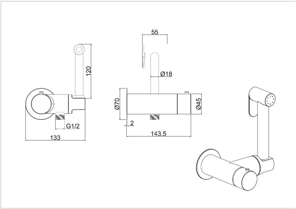 Смеситель с гигиеническим душем Allen Brau Thermo Rund 5.60001-00 хром (с внутренней частью)