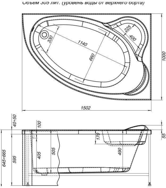 Акриловая ванна Aquanet Mayorca 150x100 R (с каркасом)