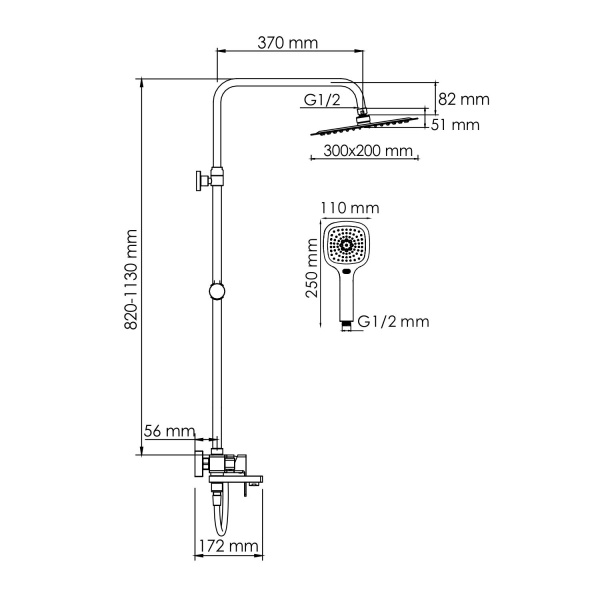 A177.069.065.087.CH Душевой комплект WasserKRAFT со смесителем