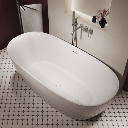 Ванна акриловая Vincea VBT-708-1700, 1700*800*585, цвет белый, щелевой перелив, слив белый