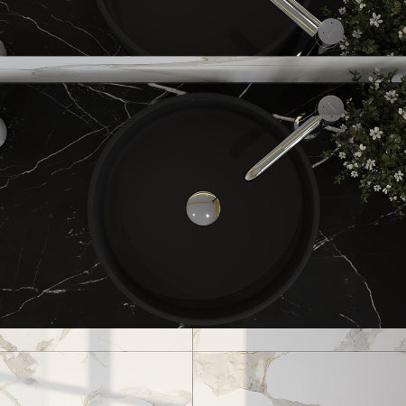 Aqueduto ESPIRAL Раковина накладная круглая D400, черный матовый