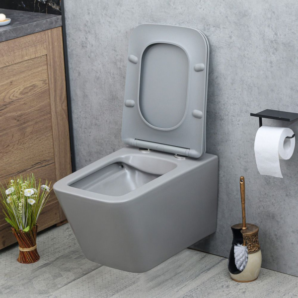 Унитаз подвесной безободковый MELANA MLN-310304MG серый