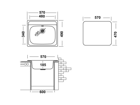 Кухонная мойка UKINOX Гранд GRP570.490 -GT8K 0C, 49*57