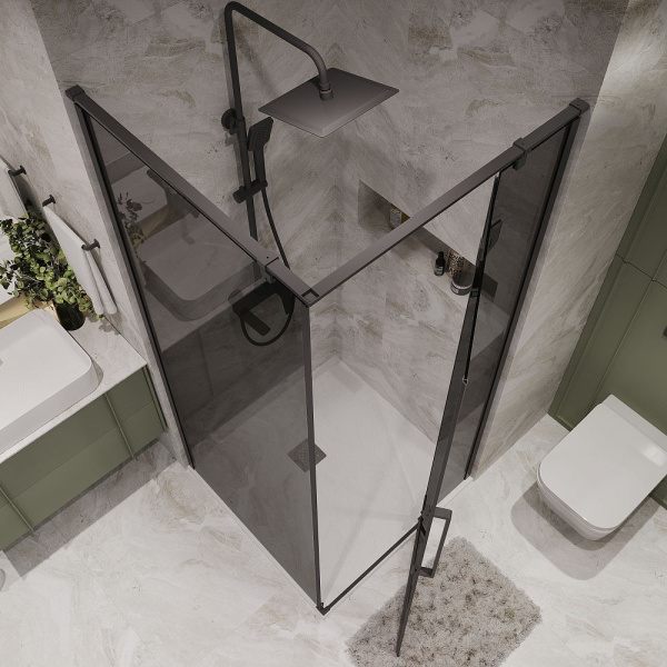 Душевое ограждение  Niagara Nova  NG-2832-34BLACK (100*100*195) квадрат, двери распашные