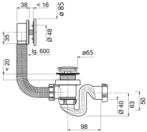 Сифон для ванны Cersanit VIRGO клик клак, 63087
