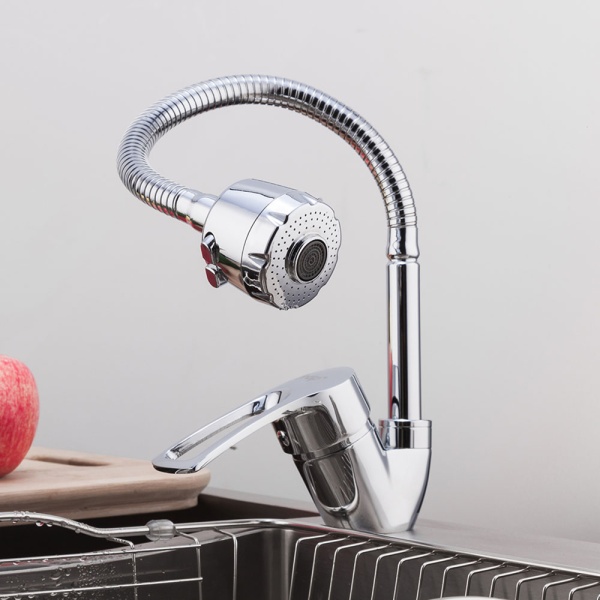 Смеситель для кухни с гибким изливом и режимом душ FRAP F43701-B, хром