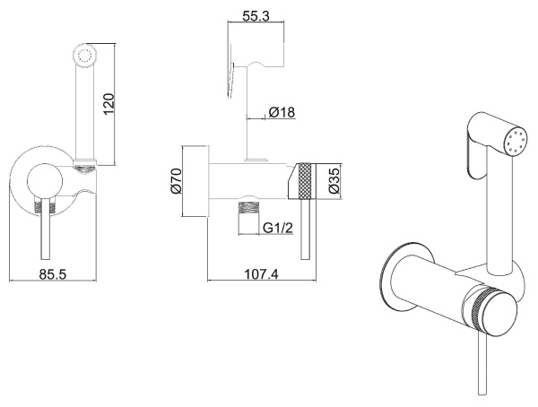 Смеситель с гигиеническим душем Allen Brau Priority 2.0 5.31029-00 хром (с внутренней частью)
