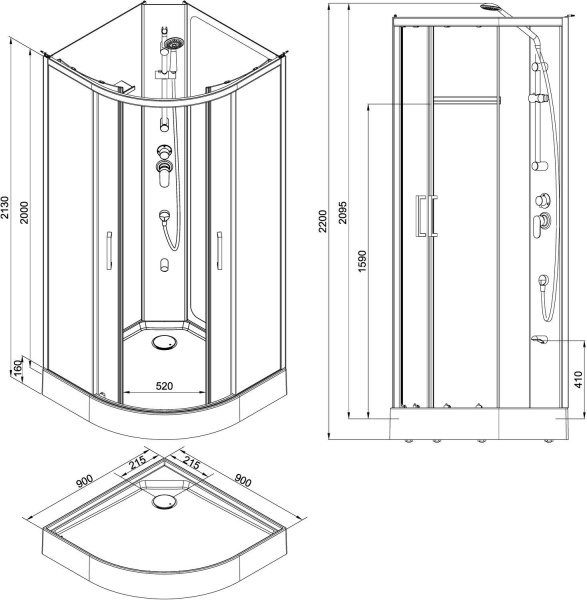 Душевая кабина Aquanet Passion R 2.0 90x90, прозрачное стекло