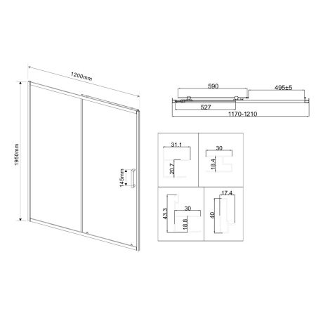 Душевая дверь Vincea City VDS-5CT120CLB, 1200, черный, стекло прозрачное