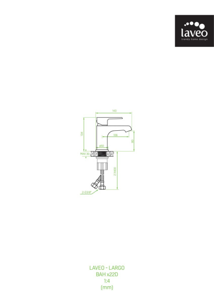 Смеситель для раковины Laveo Largo BAH_722D черный