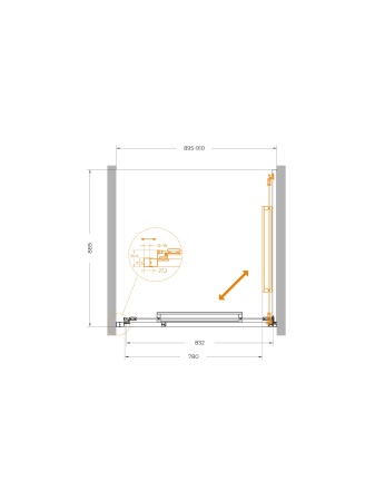Душевая дверь CEZARES LUX-B-FS-1-90-C-BORO
