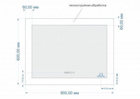 Зеркало Cersanit LED 060 design pro 80x60 с подсветкой часы с антизапотеванием прямоугольное Ecom, KN-LU-LED060*80-p-Os