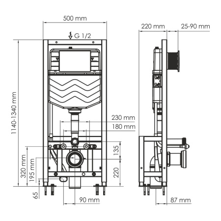 Система инсталляции для унитазов WasserKRAFT Dill 61TLT.010.ME.PG03